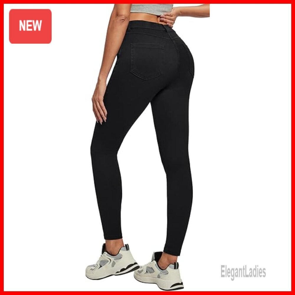 High Waisted Stretchy Skinny Jeans Tummy Control Jeggings with Pockets